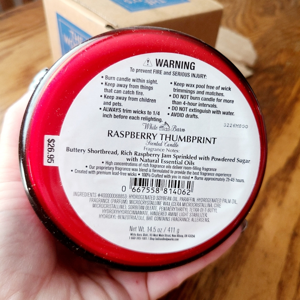 πBOGO 50% OFFβ€οΈππ―NWTβΌοΈ White Barn "Raspberry Thumbprint" 3-wick Candle - Picture 9 of 10